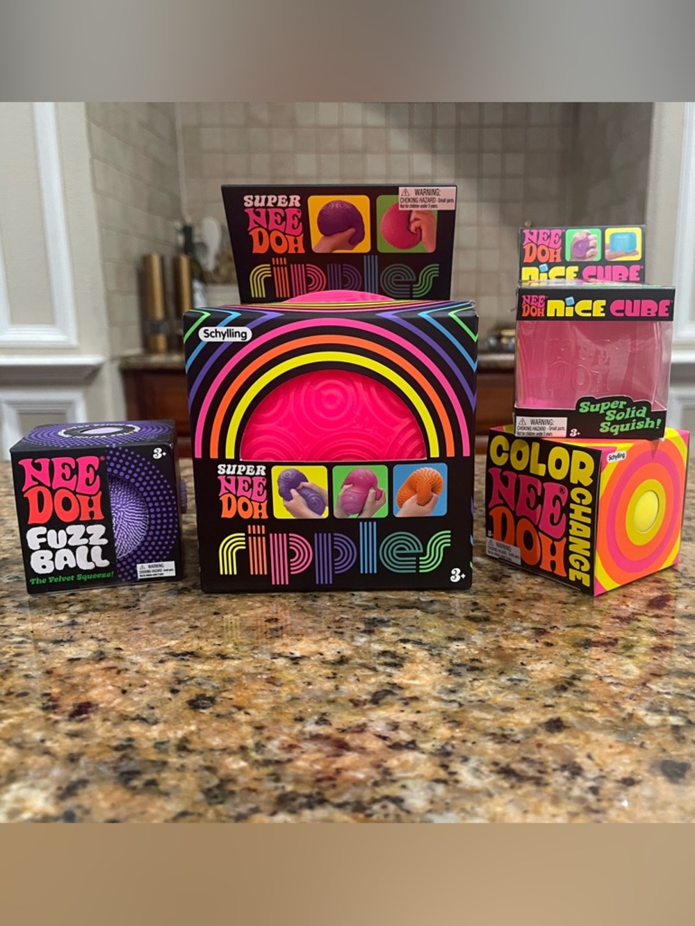 🛍️SOLD🛍️ NeeDoh Bundle- Ripple, Color Change, Fuzz Ball, Nice Cube. Authentic
